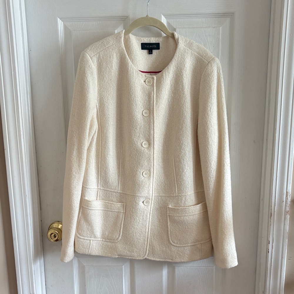 Talbots Women's 12 Ivory button front blazer jacket